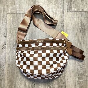 Large Brown Checkered Crossbody